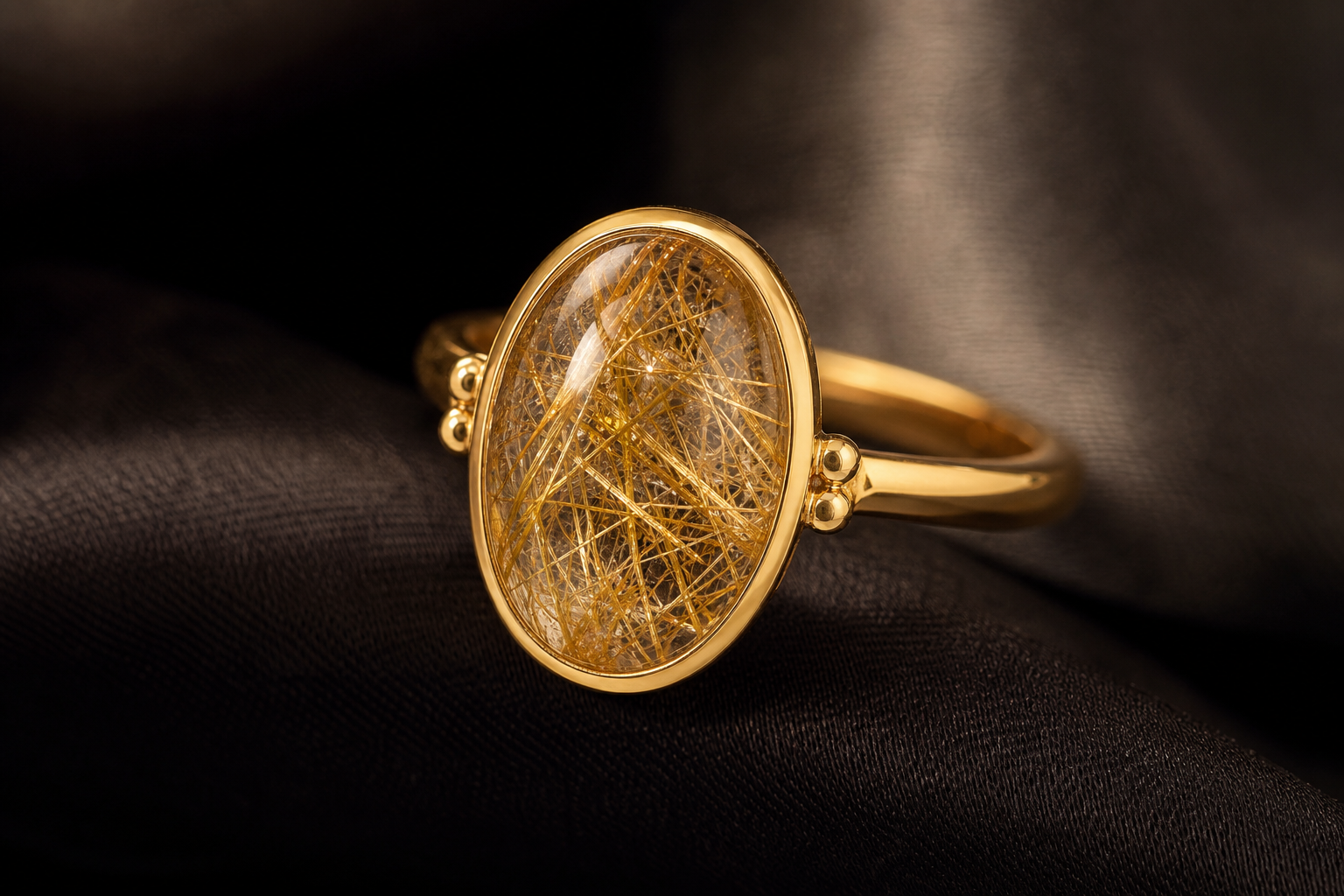 Bague or jaune et quartz rutile — Bijouterie, Maëlle Quéré