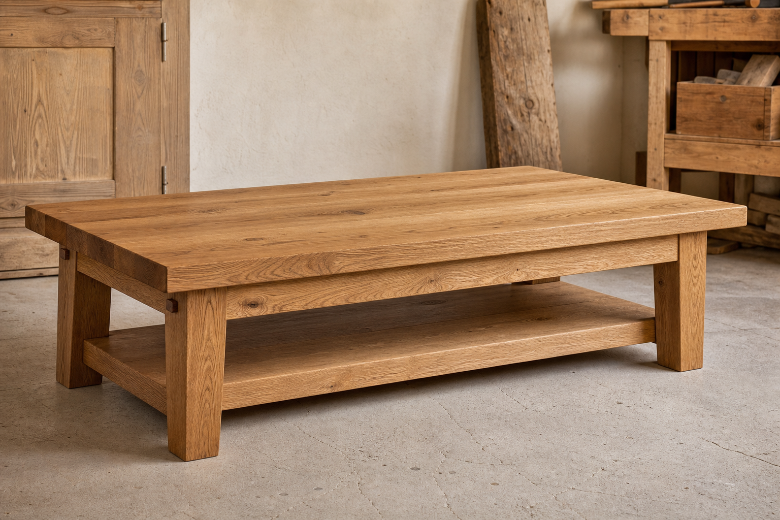 Table basse en chêne de Bretagne — Menuiserie, Sophie Morvan